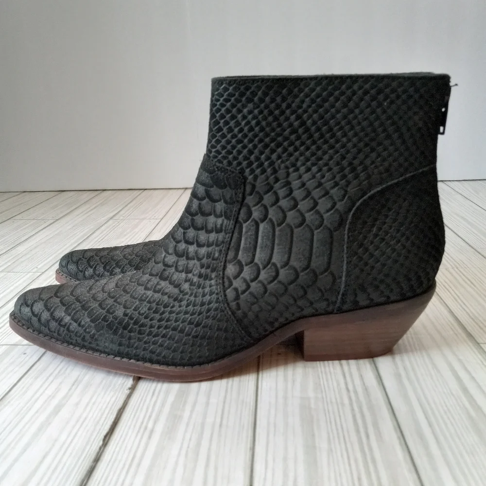 Diba Snakeskin Print Leather Ankle Boots